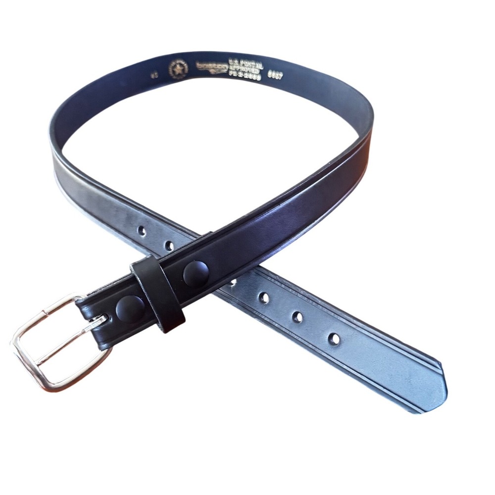 Boston Leather 6607 US Postal Approved Black Leather Belt Mens 40  USA EUC